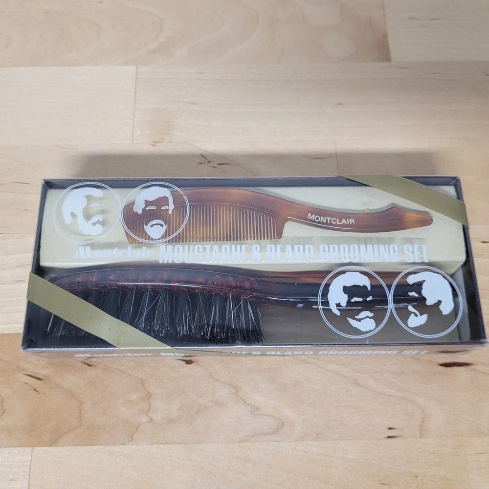 Montclair Moustache & Beard Grooming Set Mens OS Brown Faux Tortoise Vintage